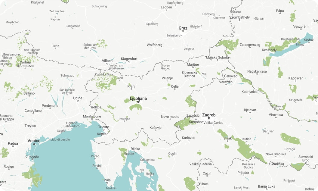 Map of Slovenia and Croatia